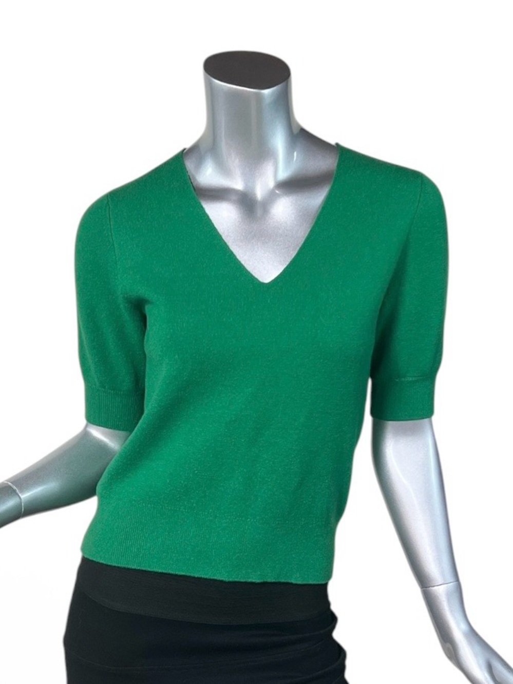 Lilla P V Neck Elbow Sleeve Sweater Soft Stretch Kelly Green Women’s XS/SMALL